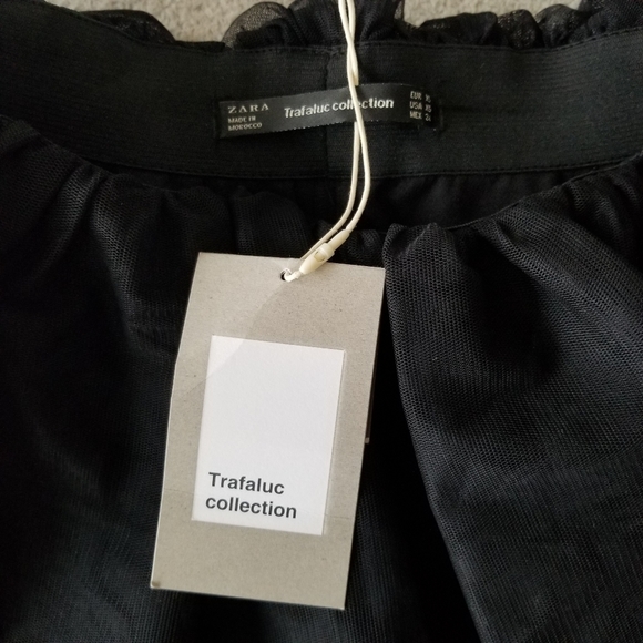 ZARA Trafaluc Tulle Off Shoulder Mini Little Black Dress NWT - Picture 4 of 8